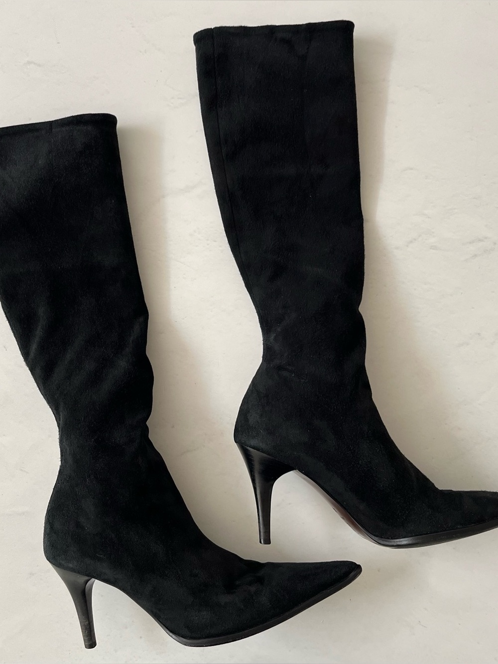Prialpas Gomma Vintage 1990s Italian Suede Knee-High High Heel Boots Black 36